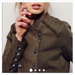 Free People Ruffle Hem Military Jacket NWT